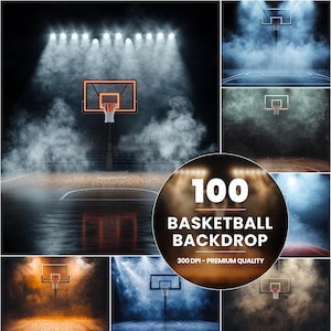 100 Basketball Photography Backdrops: Sports Banner Backgrounds (Digital Download)