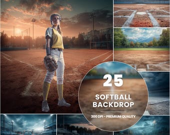 25 Softball Backdrops | Baseball Field Digital Backgrounds | Sports Photography Backdrop | 300 DPI High-Quality Photo Set