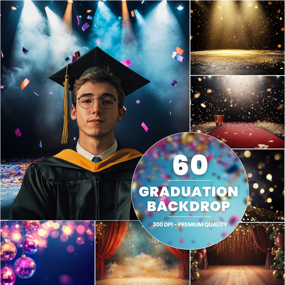 60 Graduation Glitter Backdrops: Senior Photo Backgrounds (digital ...