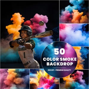 50 Color Smoke Photography Backdrops: Sports & Senior Posters (Digital Download)
