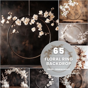 65 Floral Ring Backdrop Overlays - Bridal Digital Backdrop - Maternity Overlays for Photoshop, Portrait Photo Overlays, Ring Overlays