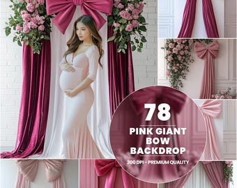 Pink Bow Maternity Digital Backdrop (Digital Download)