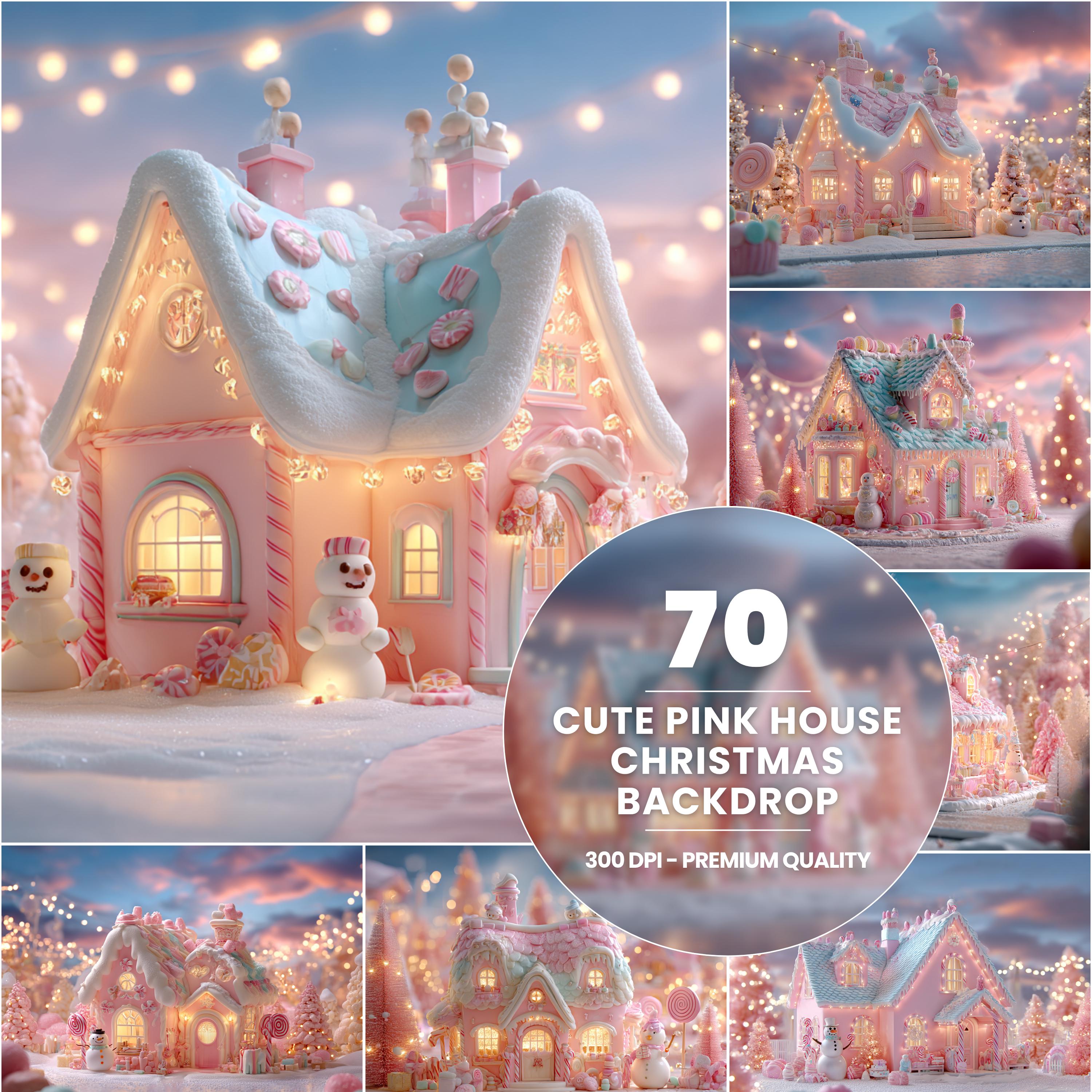 70 Cute Pink House Christmas Backdrops | Candyland Holiday Background ...