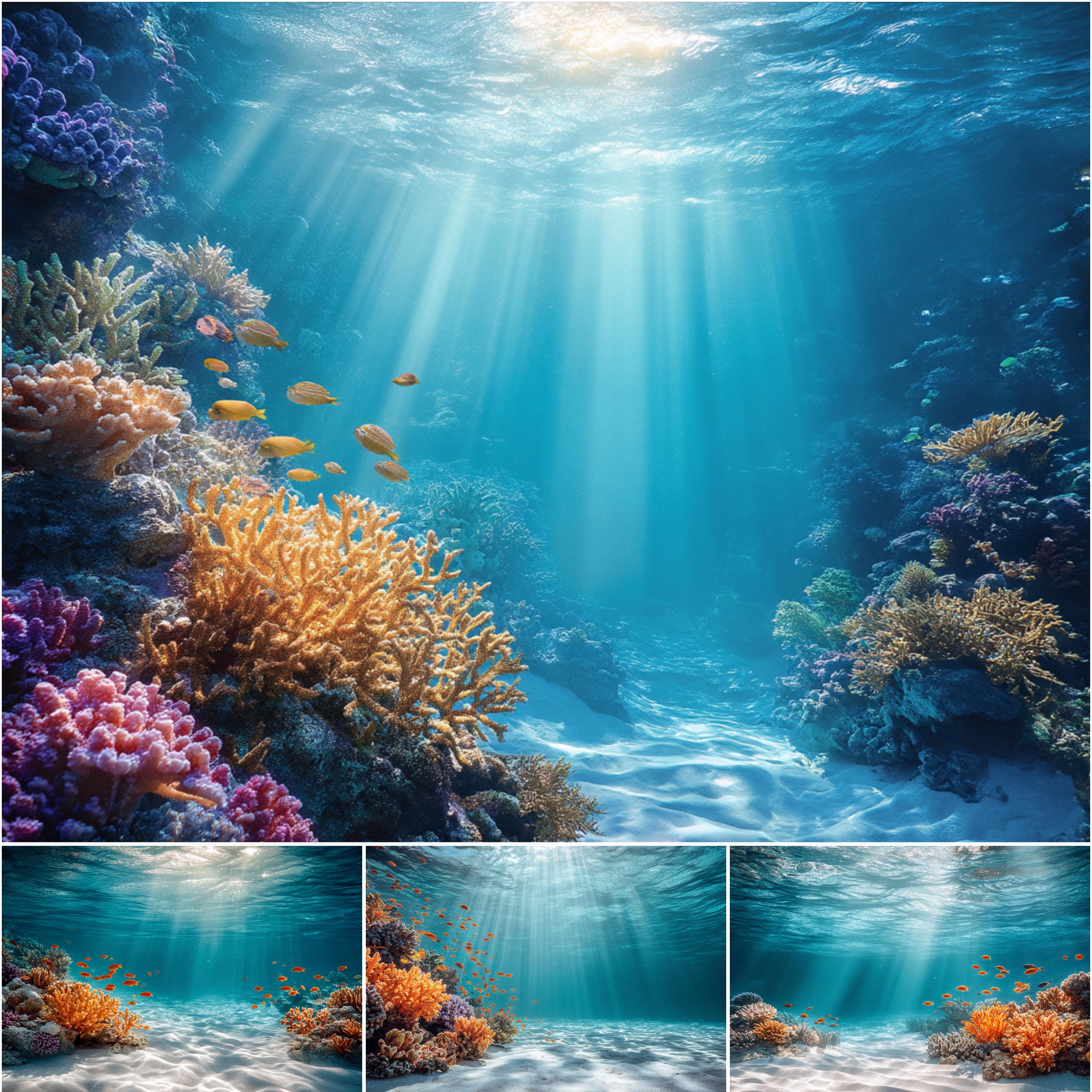 Ocean Photo Backdrop 50 Ocean Digital Backdrops: Underwater Photography Editing (digital ...
