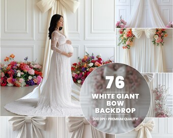 78 Giant White Bow Backdrop: Maternity, Wedding Overlay (Digital Download)