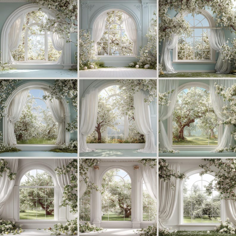 Arched Floral Window Digital Backdrop, Wedding Photo (JPG) - Etsy
