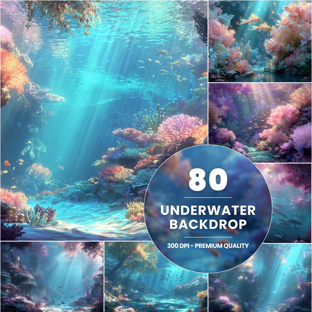 Ocean Photo Backdrop 80 Underwater Backdrop, Ocean Scene Background, Coral Reef Decor, Sea ...
