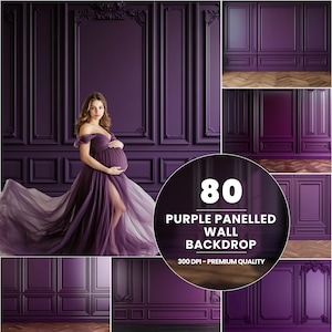 80 Purple Panel Wall Digital Backdrop Set Maternity Digital Backdrop Overlays, Studio Backdrop Overlay Fine Art Textures Photoshop Overlays