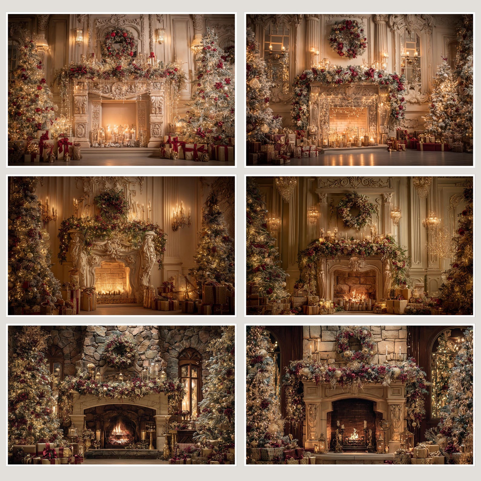 48 Luxury Christmas Fireplace Backdrops: Elegant Holiday Scenes ...