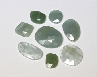 6x5-10x5 MM, Natural Aquamarine Rose Cut Slices Aquamarine Designer Slices Aquamarine Faceted Slices Aquamarine Slices