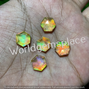 Aurora Opal Doublette: Hexagon Rose Cut Lab Edelstein