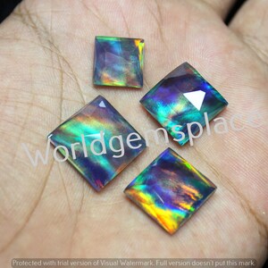 Aurora Opal Doublet Square Lot Edelstein, alle Größen verfügbar, Oparex Opal Rose Cut, Lab Opal, Multi Feueropal, Regenbogenopal Loser Edelstein.