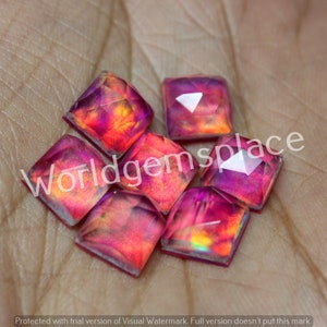 Aurora Opal Doublet Square Lot Edelstein, alle Größen verfügbar, Oparex Opal Rose Cut, Lab Opal, Multi Feueropal, Regenbogenopal Loser Edelstein.