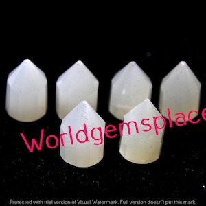 Natural White Moonstone Pencil Gemstone: Faceted Point Tower