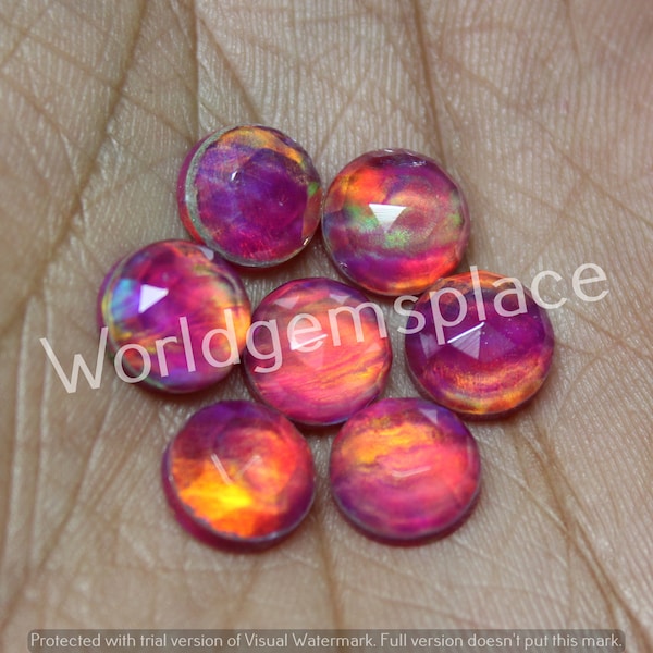 Aurora Opal Doublet Round Lot Gemstone, All Size Available, Oparex Opal Rose Cut, Lab Opal, Multi Fire Opal, Rainbow Opal Loose Gemstone.