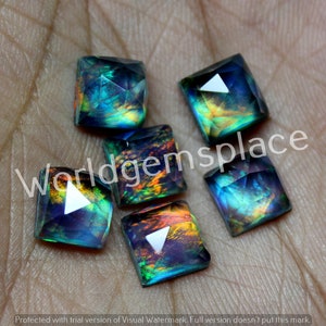 Aurora Opal Doublet Square Lot Edelstein, alle Größen verfügbar, Oparex Opal Rose Cut, Lab Opal, Multi Feueropal, Regenbogenopal Loser Edelstein.
