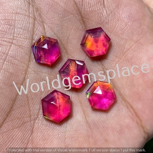 Aurora Opal Doublette Hexagon Lot Edelstein, alle Größen verfügbar, Oparex Opal Rosenschnitt, Lab Opal, Multi Feueropal, Regenbogenopal Loser Edelstein.