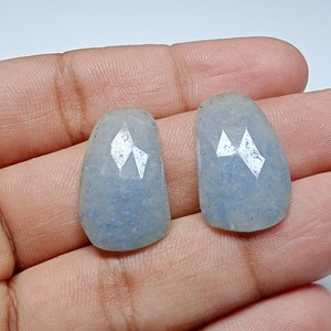 Natural BLUE SAPPHIRE Pair, Rose Cut Slices Gemstone, Sapphire Faceted Slices, Measurements 23x14x4 MM, 21 Cts, Bio Sapphire Pair Gemstone.