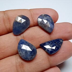 Natural BLUE SAPPHIRE Lot, Rose Cut Slices Gemstone, Sapphire Faceted Slices, Measurements 19x10-16x12 MM, 31 Cts, Bio Sapphire Gemstone.