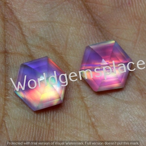 Aurora Opal Doublette Hexagon Lot Edelstein, alle Größen verfügbar, Oparex Opal Rosenschnitt, Lab Opal, Multi Feueropal, Regenbogenopal Loser Edelstein.