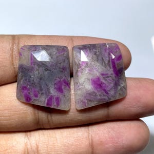 Natural SAPPHIRE Pair, Rose Cut Slices Gemstone, Sapphire Faceted Slices, Measurements 26x21 MM, 50 Cts, Bio Sapphire Pair Gemstone.