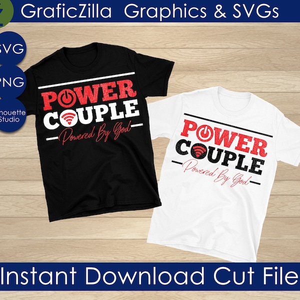 Power Couple SVG, Hubby Wifey SVG, Husband and Wife svg, PNG Instant Download Silhouette Cricut, Couples Shirt, His and Hers, Married svg