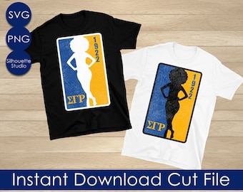 Sigma Gamma Rho SVG, HBCU, SGR, Woman Silhouette, Yellow and Blue svg, SGRho,  Founder&#39;s Day, Instant Download File Silhouette Cricut, trend