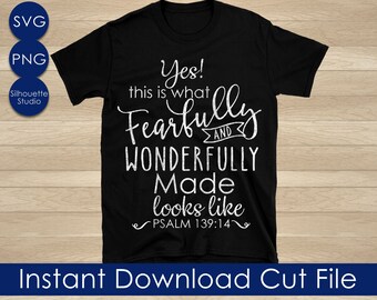 Spaventosamente e meravigliosamente fatto Svg, Christian SVG, Bibbia Svg, Download istantaneo Silhouette Cricut Sublimazione, Coppie, Salmo 139:14, Fede