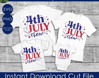 4th of July Crew, Family Shirts, Matching Shirts, USA, Red White Blue, Trending svg, PNG Instant Download Silhouette Cricut, Couples Shirt