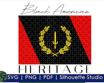 Black American Heritage Flag SVG, Black American Flag, Juneteenth, Black Flag, Afro American Heritage, Kwanzaa, Black History, PNG Clip Art