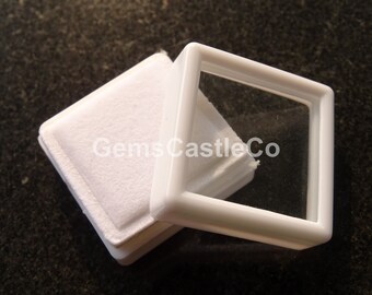 Diamond 4x4 cm. White Gem Display plastic box Storage for Gemstones