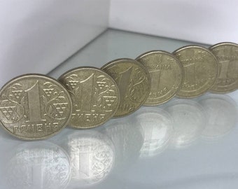 Set of 6 coins hryvnya Coin of Ukraine, Hryvnia, Collectible metal money numismatics for necklace pendant