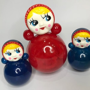 Set of 3 big small Roly Poly Doll, Nevalyashka, Nostalgic Gift, Small Toy for toddlers, Russian vintage toy