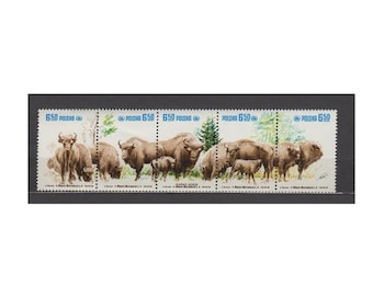 Postzegelset Polen Wildlife 1981 – Europese bizon – 5 vintage postzegels