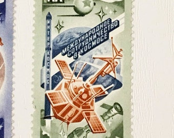 6 枚のビンテージ ソ連切手セット「宇宙時代の 20 年」1977 年 - Etsy 日本