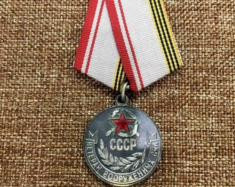 Medalla original de la URSS/Medalla de la Unión Soviética/Medalla de las Fuerzas Armadas de la URSS/Medalla auténtica/Con cinta original/Regalo militaria/Regalo histórico/
