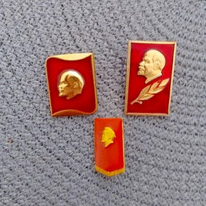 Set of Three Vintage USSR Badges from the 1980s – Lenin’s Profile