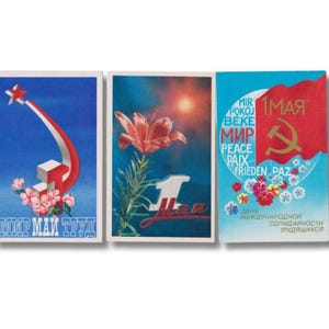 Jeu de cartes postales anciennes - Journée internationale des travailleurs (1er mai) 1971, 1972, 1986 - Vierges