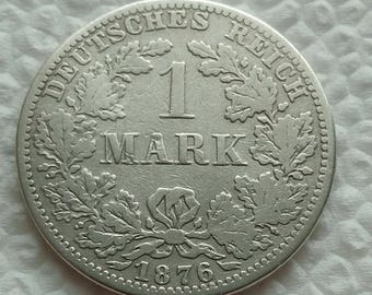 1874～1876年 ドイツ フンフ カイザーマルク銀貨。プロイセン王国皇帝