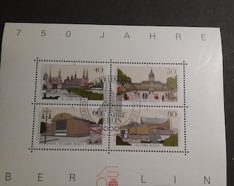 Hoja conmemorativa de Berlín Occidental de 1987 - 750.º aniversario de Berlín - Bloque filatélico con matasellos