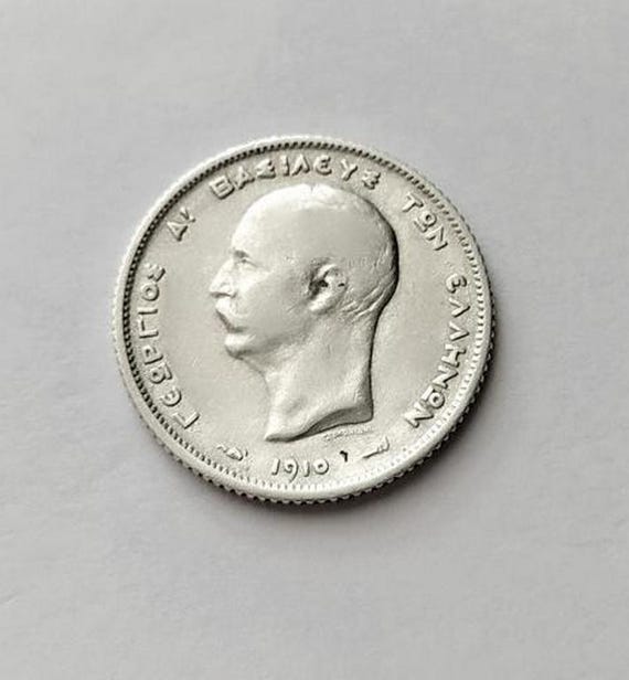 ギリシャ 1ドラクマ 1910年 – ジョージ1世（希少銀貨） - Etsy 日本
