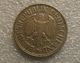 Vintage Germany 1 Mark Coin 1950 (D) – Federal Republic of Germany – Copper-Nickel
