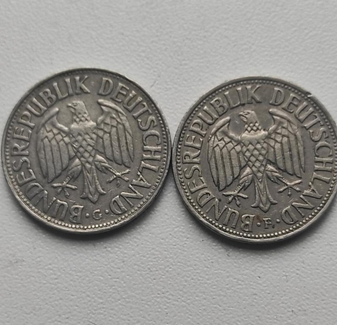 1959 年 1 マルク硬貨ペア (F および G 造幣局マーク) ドイツ連邦共和国 - Etsy 日本