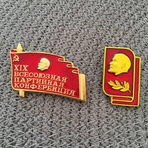 Set of Two Rare Miniature USSR Badges from the 1980s – Lenin’s Profile