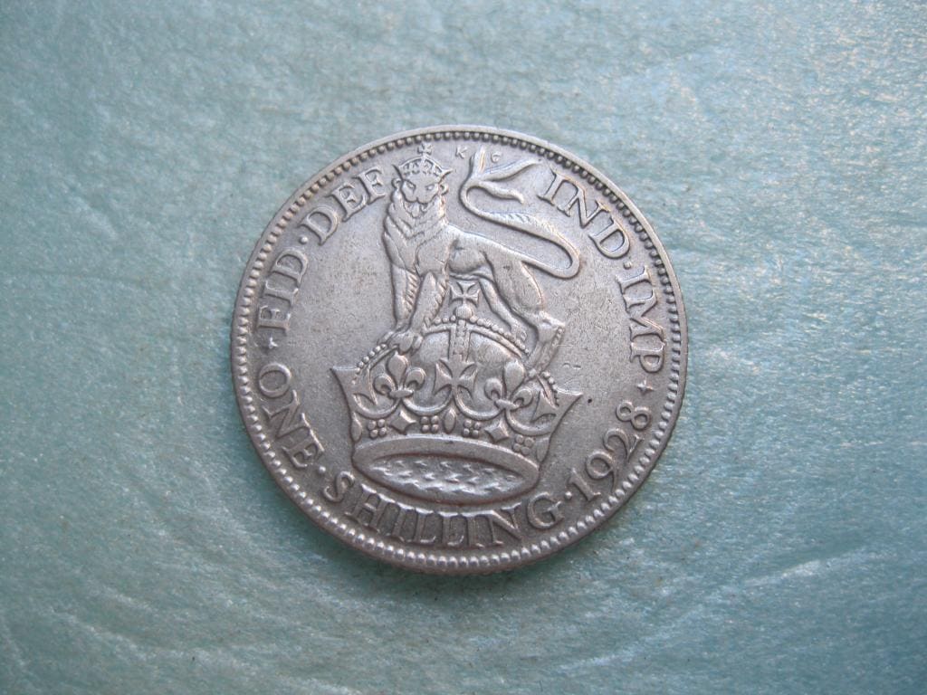 希少なイギリス 1 シリング コイン 1928 年 – ジョージ 5 世