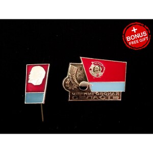 Pair of Vintage Ukrainian Badges from the USSR Era