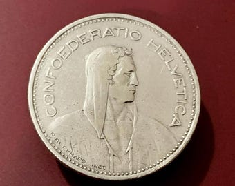スイス 5 フラン、1932 年、ヴィンテージ シルバー コイン、古い希少