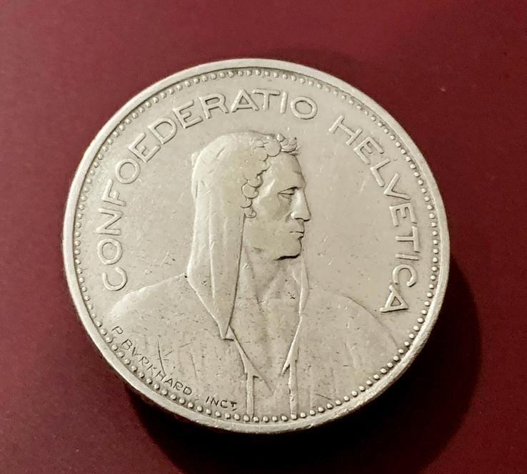 1932 Switzerland 5 Francs Silver Coin – Helvetia Design - Etsy