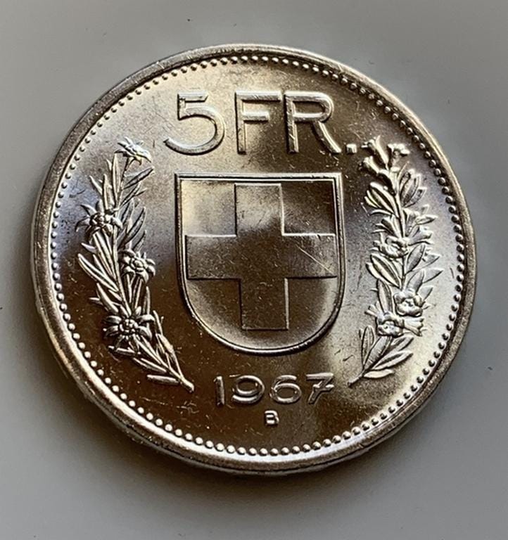1965年 スイス 5フラン銀貨 – ヘルベティアデザイン - Etsy 日本