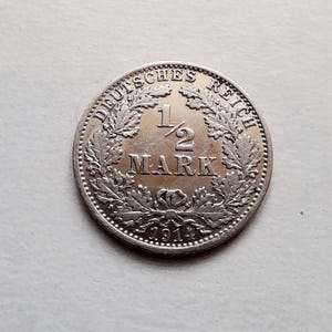 1914 German Empire 1/2 Mark Silver Coin – Pre-WWI Era